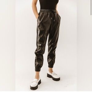 Bohme Sahara Vegan Faux Leather Women’s Black Jogger Pants Size Medium